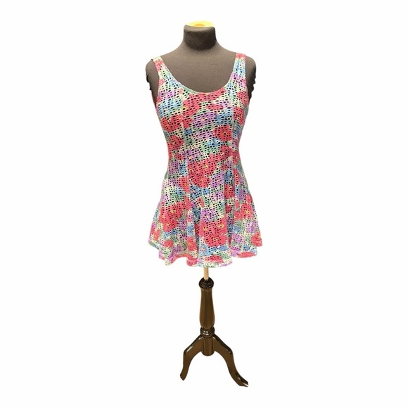 Source Unknown Dresses & Skirts - Vintage 90s Colorful Open Knit Mini Dress XS